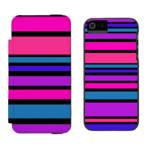 おもしろいIIIストライプ色+背景色 iPhone SE/5/5sウォレットケース