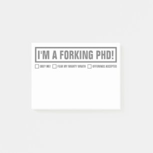 「おもしろいI'm A Forking PhD」 4"x3" ポストイット