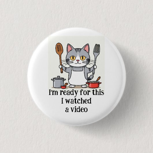 おもしろいI'm Ready to this I videosビデオ引用文 缶バッジ (正面)