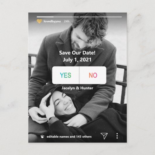 おもしろいInstagramYesNo Photo日付カードの保存 ポストカード (正面)