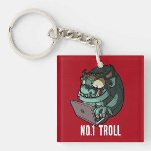 おもしろいInternet Troll Number 1 Troll Laptop Cartoon キーホルダー