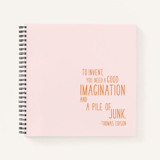 おもしろいInventor引用文ミニマルタイポグラフィオレンジ ノートブック (正面)