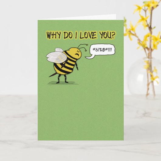 おもしろいJust Bee Cuss Love and Romance カード (黄色い花)