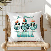 "おもしろいJust Cluckin Chill"チキンラバーブルー クッション