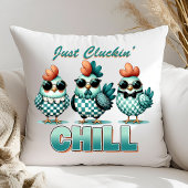 "おもしろいJust Cluckin Chill"チキンラバーブルー クッション