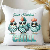 "おもしろいJust Cluckin Chill"チキンラバーブルー クッション