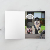 おもしろいLab & Bull Dog Officers誕生日 カード (内部)
