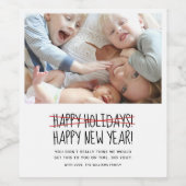 おもしろいLate Happy New Yearフォトホリデー ワインラベル (シングルラベル)