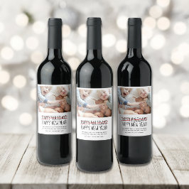 おもしろいLate Happy New Yearフォトホリデー ワインラベル