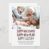 おもしろいLate Happy New Year Holiday Card シーズンカード (正面/裏面)