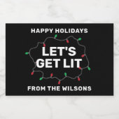 おもしろいLet Get Lit Christmas Holiday Lightsカスタム スパークリングワインラベル (シングルラベル)