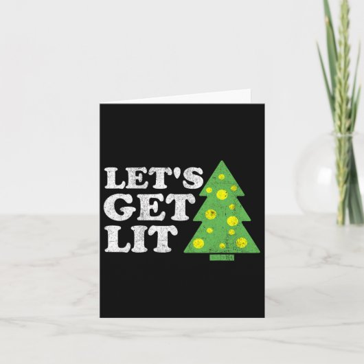 おもしろいLet Get Lit Christmas Treeレトロ醜いパーティー カード (正面)