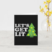 おもしろいLet Get Lit Christmas Treeレトロ醜いパーティー カード (黄色い花)