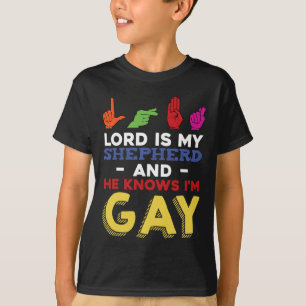 おもしろいLGBTゲイプライド月認識度ASLサインランガ Tシャツ