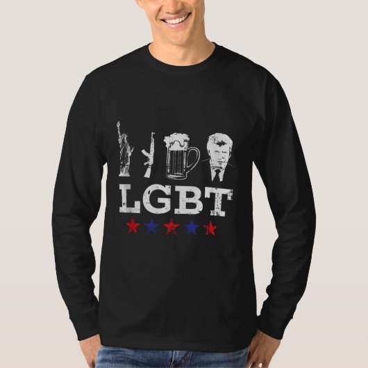 おもしろいLGBTリバティー・ビール・トランプ・おもしろいLGBT Tシャツ (正面)