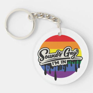 おもしろいLGBTQ  サウンドゲイ、私の所属  レインボー  プライド キーホルダー