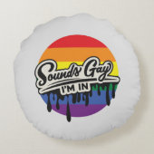 おもしろいLGBTQ |サウンドゲイ、私の所属 |レインボー |プライド ラウンドクッション (裏面)