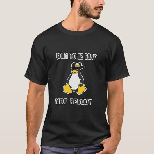 おもしろいlinux IT管理者をRootに生まれするように設定 Tシャツ (正面)