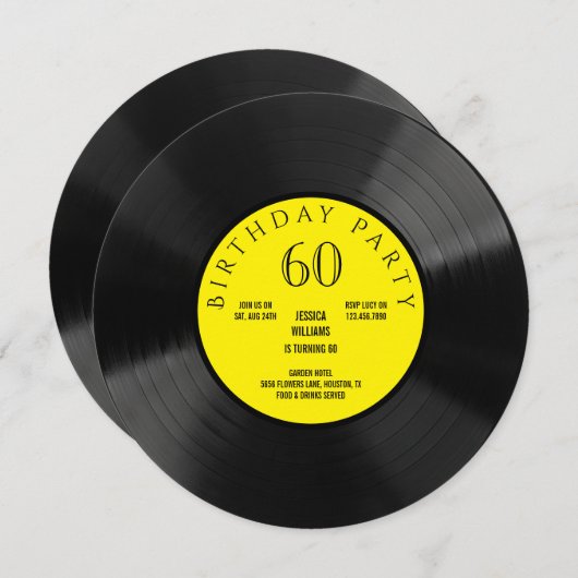 おもしろいLP誕生日パーティー 招待状 (正面/裏面)