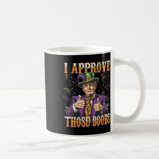 おもしろいMardi Gras Usa私が承認した乳房 コーヒーマグカップ (右)