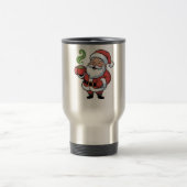 おもしろいMatcha Drinkを持つクリスマスサンタホールディング トラベルマグ (中央)