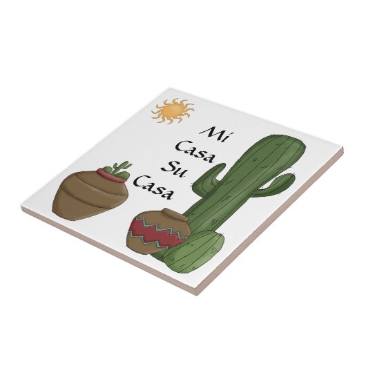 おもしろいMiの家Suの家の歓迎のスペインのな挨拶 タイル (側面)