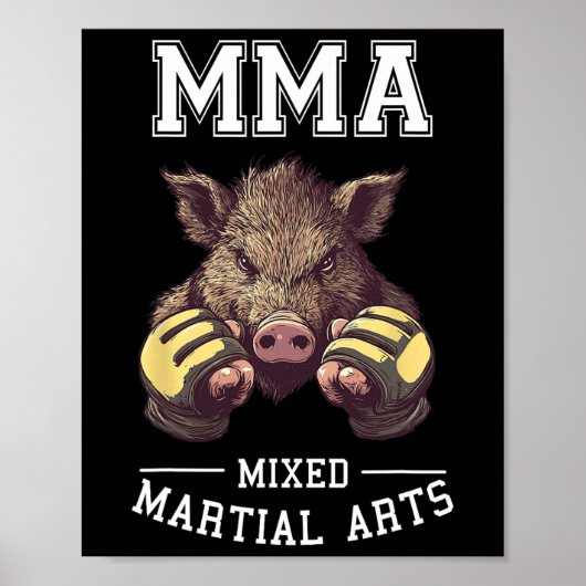 おもしろいmma Boar – タイボクシングケージファイティング ポスター (正面)