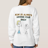 おもしろいMom Support Cartoon – 背中を持つ スウェットシャツ (裏面)