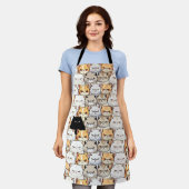 おもしろいMoody Meow Cats Kittenペットパタカラフルーン エプロン (着用した状態)