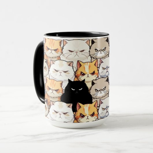おもしろいMoody Meow Cats Kittenペットパタカラフルーン マグカップ (正面左)