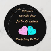 おもしろいmr & mrsハート招待状 セーブザデート (正面/裏面)