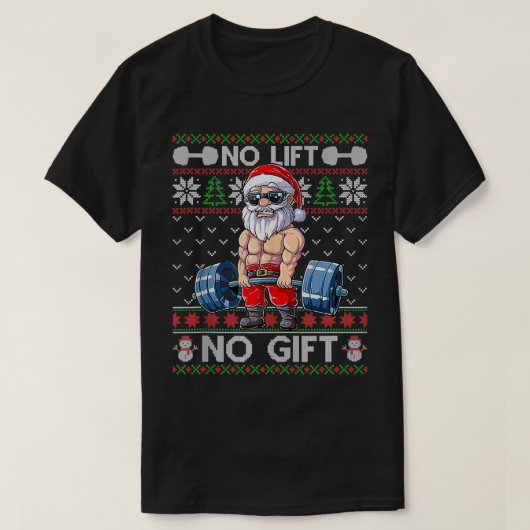 おもしろいMuscle Santa Lifting Christmas Ugly Christma Tシャツ (デザイン正面)