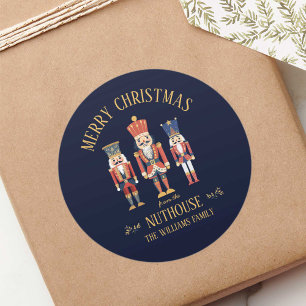 おもしろいNuthouse Nutcrackerからのメリークリスマス ラウンドシール