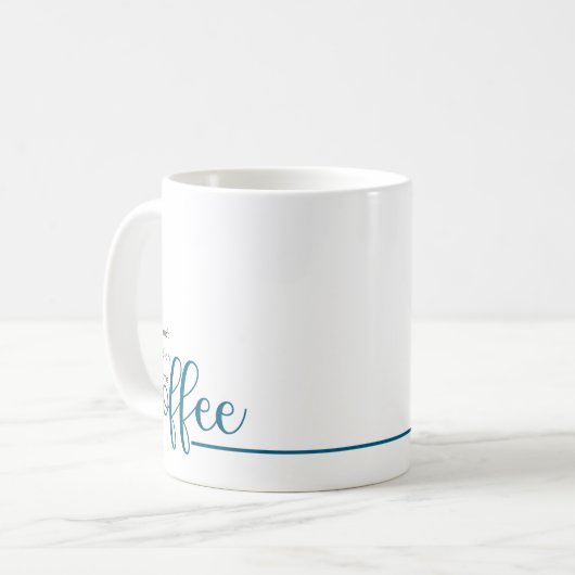 おもしろいOfficeユーモア青タイポグラフィ コーヒーマグカップ (正面左)