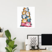 おもしろいOffice Cat Water Color Wall Art ポスター (ホームオフィス)