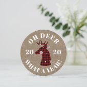 おもしろいOh Deer 2020 Plaid Burlap Photo シーズンカード (スタンド正面)