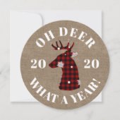 おもしろいOh Deer 2020 Plaid Burlap Photo シーズンカード (正面)