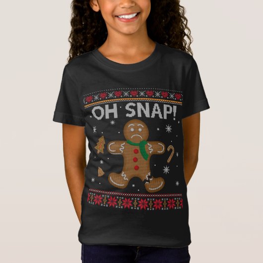 おもしろいOh Snap Gingerbread醜いクリスマスセーター Tシャツ (正面)