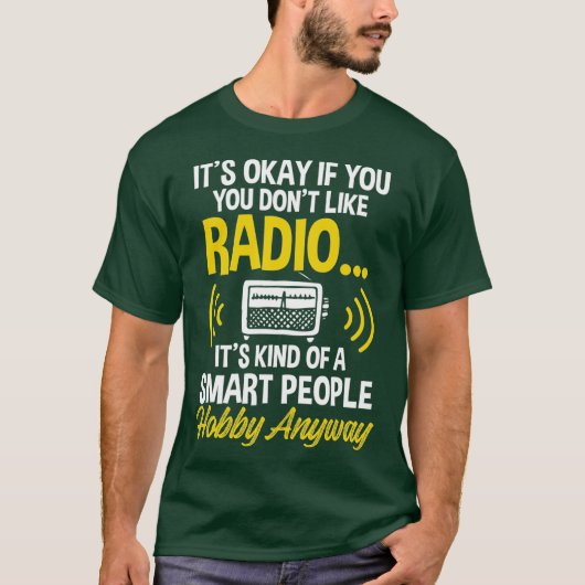 おもしろいOK DONT LIKE HAM もし RADIO HOBVY 頭が切れる Tシャツ (正面)