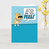 おもしろいOld As Youドッグ感じ誕生日カード カード (黄色い花)