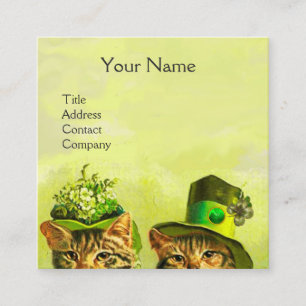 おもしろいOLD FASHION ST.PATRICK'S CATS,ハート・モノグラム スクエア名刺