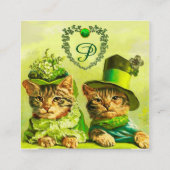 おもしろいOLD FASHION ST.PATRICK'S CATS,ハート・モノグラム スクエア名刺 (裏面)