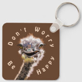 おもしろいOstrich Keychainギフト – 心配しないで幸せ キーホルダー (裏面)