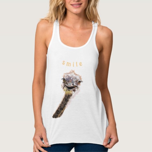 おもしろいOstrich Tank Top -スマイル タンクトップ (正面)