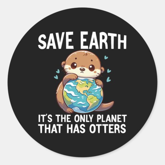 おもしろいOtters Earth Day環境保護主義者の女性 ラウンドシール (正面)