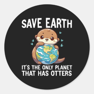 おもしろいOtters Earth Day環境保護主義者の女性 ラウンドシール