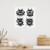 おもしろいowlsペンスケッチアートポスター ポスター (キッチン)