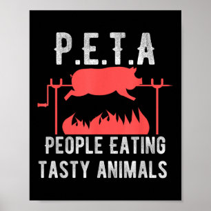 おもしろいP.e.t.a人の食べおいしい動物Bbq子供 ポスター