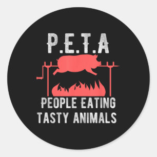 おもしろいP.e.t.a人の食べおいしい動物Bbq子供 ラウンドシール