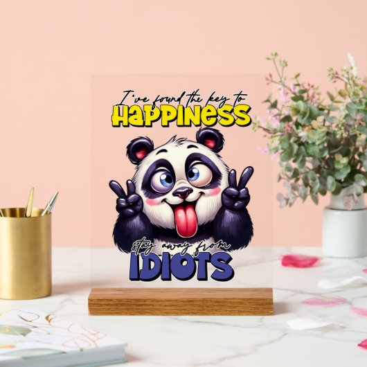 おもしろいpanda bear皮肉なワードアート アクリルサイン (ウェディング)